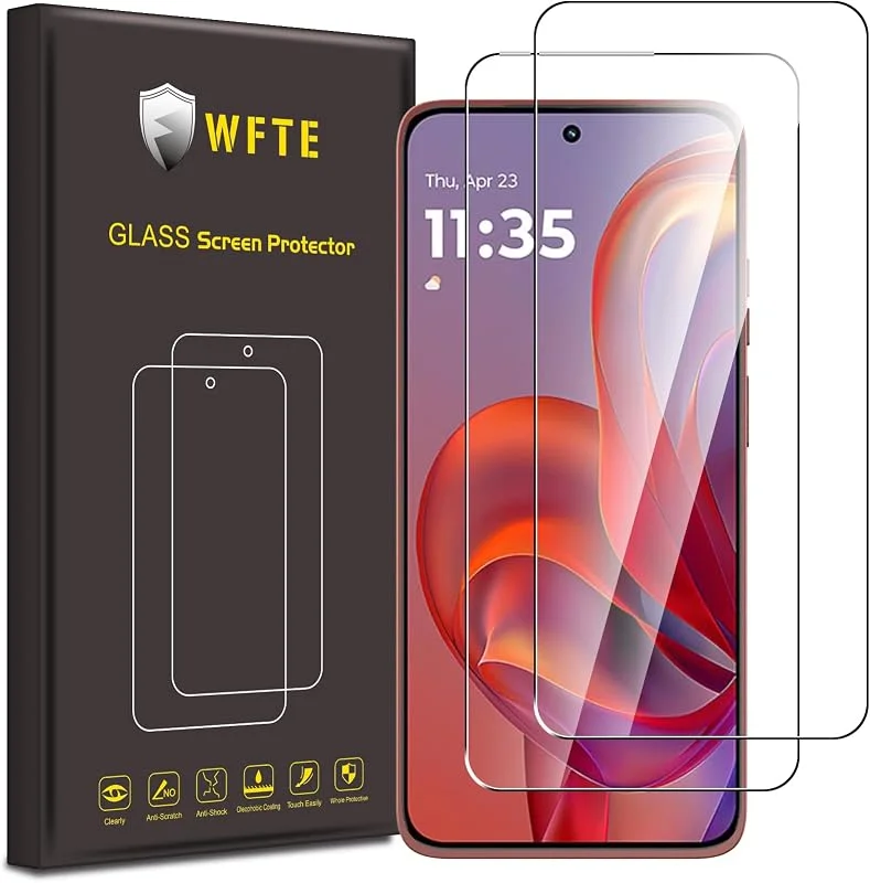 WFTE [2-pack skärmskydd för Motorola Moto Edge 60 Neo, Moto Edge 50 Neo, 9H hårdhet, fingeravtryck, bubbelfri, härdat glas, skärmskydd för Motorola Edge 60 Neo — Mobil och surfplatta
