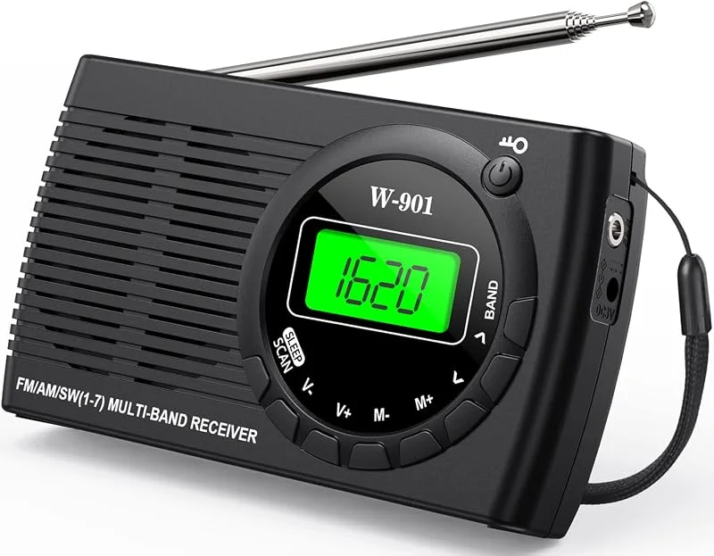Tendak Bärbar radio, liten bärbar FM, AM (MW), SW, radiotransistor med utmärkt mottagning och hög ljudkvalitet, bärbar miniradio med timed, hörlursanslutning — Portabel digital och ljud