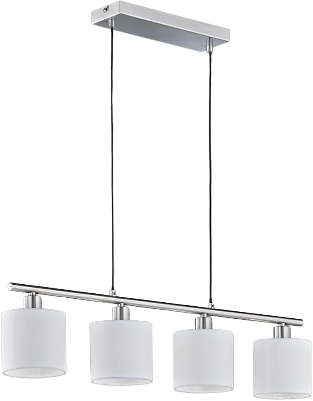 Reality Leuchten Tommy R30334001 pendellampa, nickel matt, tygskärm vit — Smart belysning