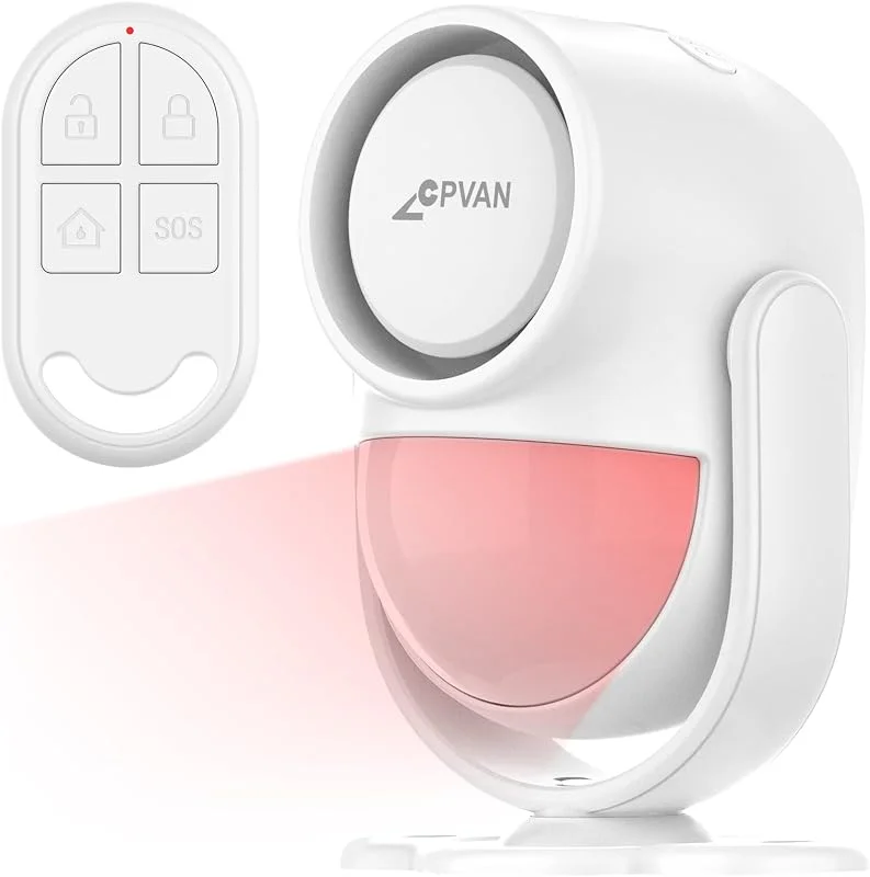 CPVAN PIR Rörelsedetektorlarm, Rörelsesensor Med Fjärrkontroll, 125 dB, StöLdskyddslarm FöR Hus, Husbil, LäGenhet, Bil, Garage, Kontor, AffäRer. Modell: CP2-Pro, Vit — Smarta hem