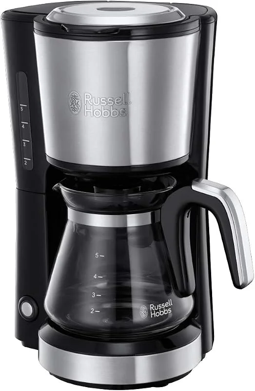 Russell Hobbs kaffebryggare, perfekt för det mindre hushållet, 0.6l glaskanna, 5 koppar, kompakt, permanent filter, automatisk avstängning, 650 watt, filterkaffe, Compact Home 24210-56 — Kök & Hushåll