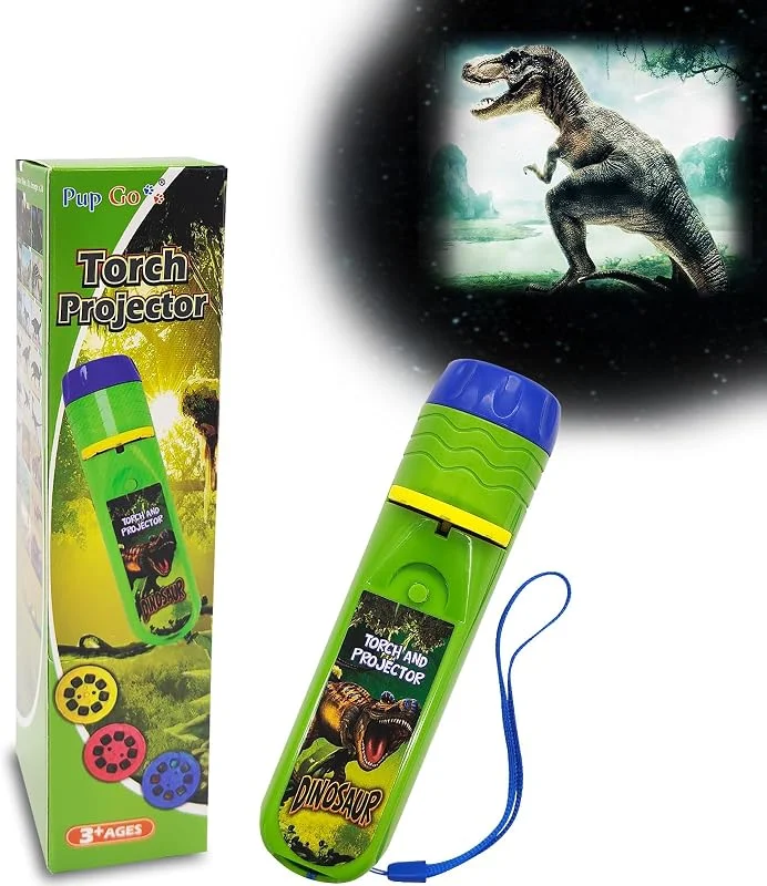 Pup Go Dinosaurie ficklampa och projektor med 3 skivor 24 bilder — Hushållselektronik