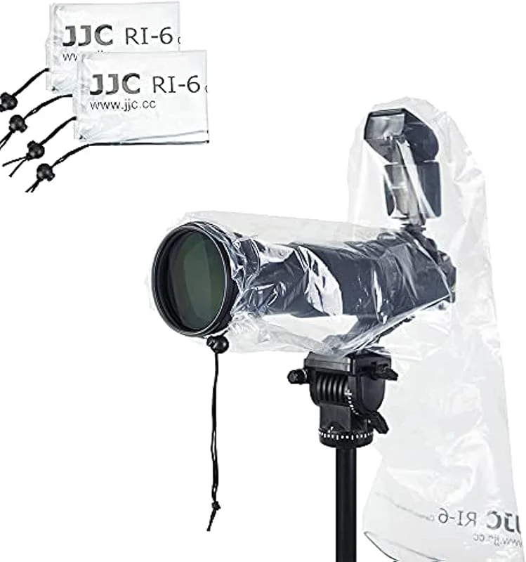 JJC Waterproof Camera Rain Cover for Canon Nikon Sony DSLR Camera with Lens up to 18" Long 7" Wide, Raincoat Cover for External Lightning Fast (2 Pieces) — Portabel digital och ljud