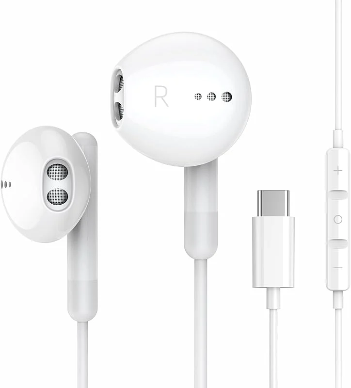 USB C-hörlurar för iPhone 16 15 Plus Pro Max iPad Pro in-ear hörlurar med kabel USB C, mikrofon, volymkontroll för Samsung S24 S23 S22 S21 S20 A53 A54 Google Pixel 8 7 6A 5 4 OnePlus 10 9 Huawei — Hörlurar och ljud