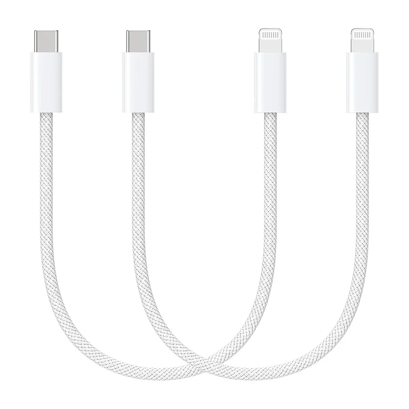 USB C till Lightning-kabel 0, 3 M+0, 3 M, MFi-certifierad, iPhone snabbladdningskabel, nylon USB A till Lightning-kabel för iPhone 14 Plus 14 Pro Max 13 Pro — Mobil och surfplatta