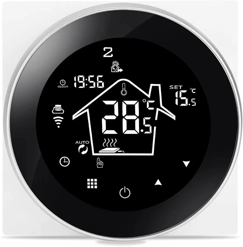 KETOTEK Smart Termostat för Elektrisk Golvvärme Fungerar med Golvsensorsond, Termostat WiFi Arbeta med Alexa, Google Assistant, Programmerbar Fjärrkontroll Pekskärm LCD 16A — Smarta hem