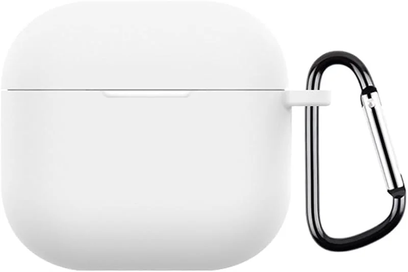 Silicone Soft Wireless BT Earphones Case Protective Cover Stuff Skydd Fodral med Carabiner Protective Skin Box för AirPods 4 (2024) Earphone Accessoarer (White) — Mobil och surfplatta