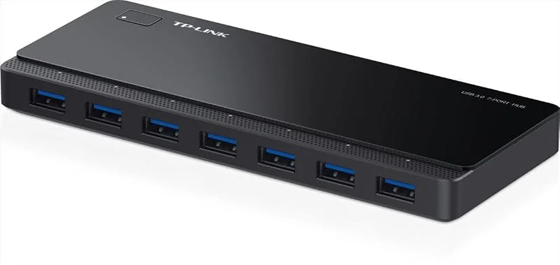 TP-Link UH700 USB Hub, 1.5A Fast Charging 7-Port Docking Station, 10x Data Transfer Speed up to 5Gbps, 12V, 2.5A Power Adapter and 1m USB 3.0 Cable, Compatible with Windows, Mac OS X and Linux systems — Laddning och kablar