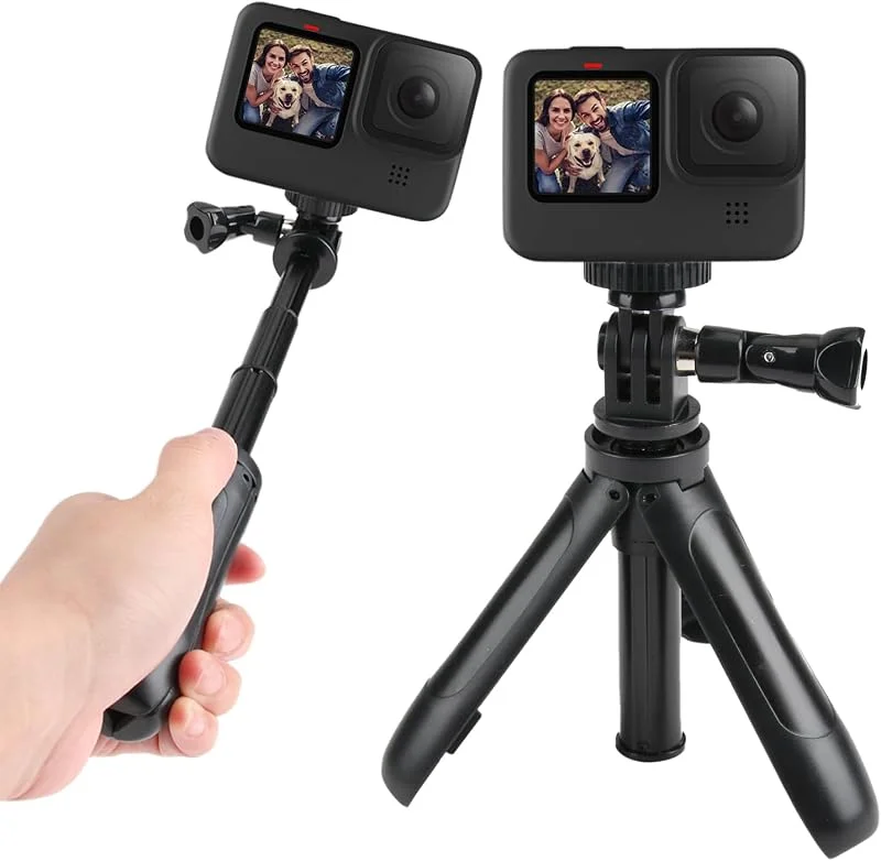 Selfiepinne för GoPro Mini stativ med förlängningsstång kompatibel med GoPro Hero 12, 11, 10, 9, 8, 7, 6, 5 DJI Osmo Action Insta360 Ace AKASO och mer märkesactionsportkamera bärbar — Mobil och surfplatta