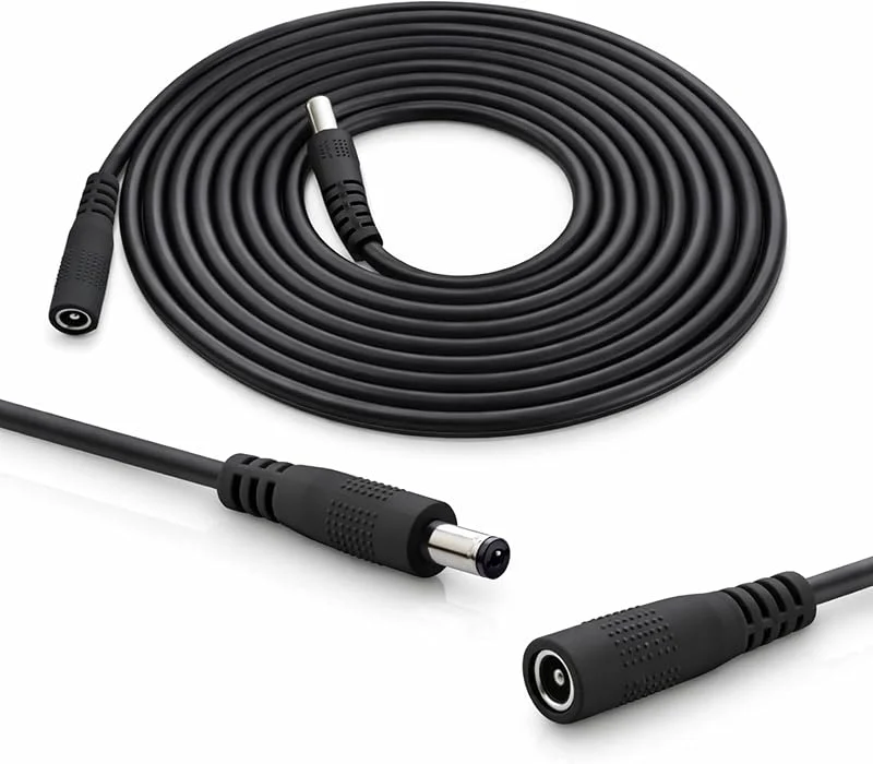 InLine - DC-förlängningskabel, universell strömförsörjningsförlängningskabel för Amazon Echo Dot, LED-remsor, övervakningskameror, DC-plugg, uttag 4, 0 x 1, 7 mm, svart, 5m — Smarta hem
