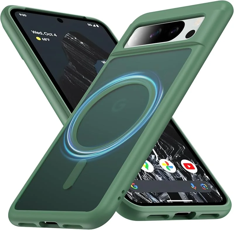Magnetisk Fodral för Google Pixel 8 Pro Med MagSafe - Genomskinlig Matt, Anti-Fingeravtryck, Militär Stötskydd, Hårt Skal Med Mjukt Silikon för Pixel 8 Pro — Mobil och surfplatta