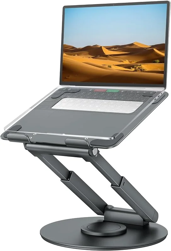 tounee laptopstativ, justerbar höjd med 360° svängbar bas, sitta för att stå ergonomiskt datorstativ, bärbar laptop-riser-hållare, skrivbord för god hållning, alla bärbara datorer 10–17 tum-grå — Datortillbehör
