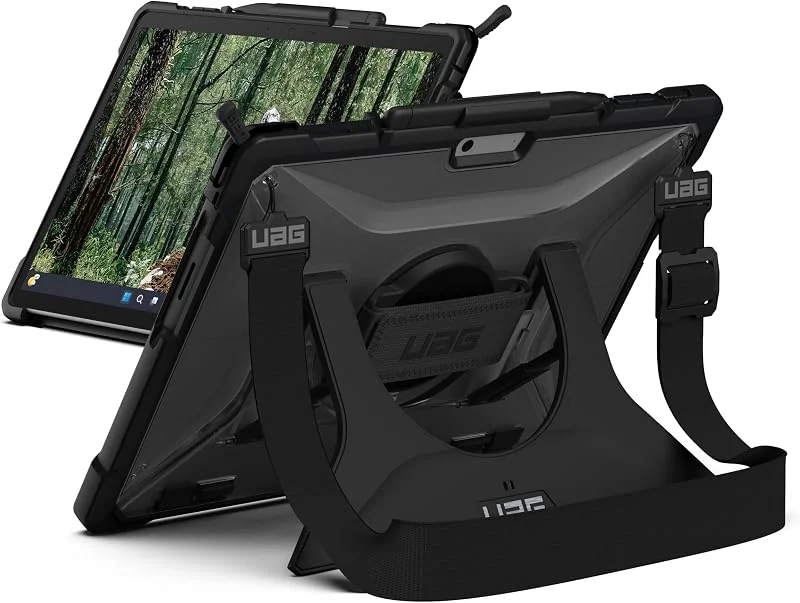 Urban Armor Gear Plasmafodral för Microsoft Surface Pro 9 fodral [Designad för Surface Certifierad, handrem och axelrem, typ skydd kompatibel, stativfunktion, Surface Pen hållare] Is — Mobil och surfplatta