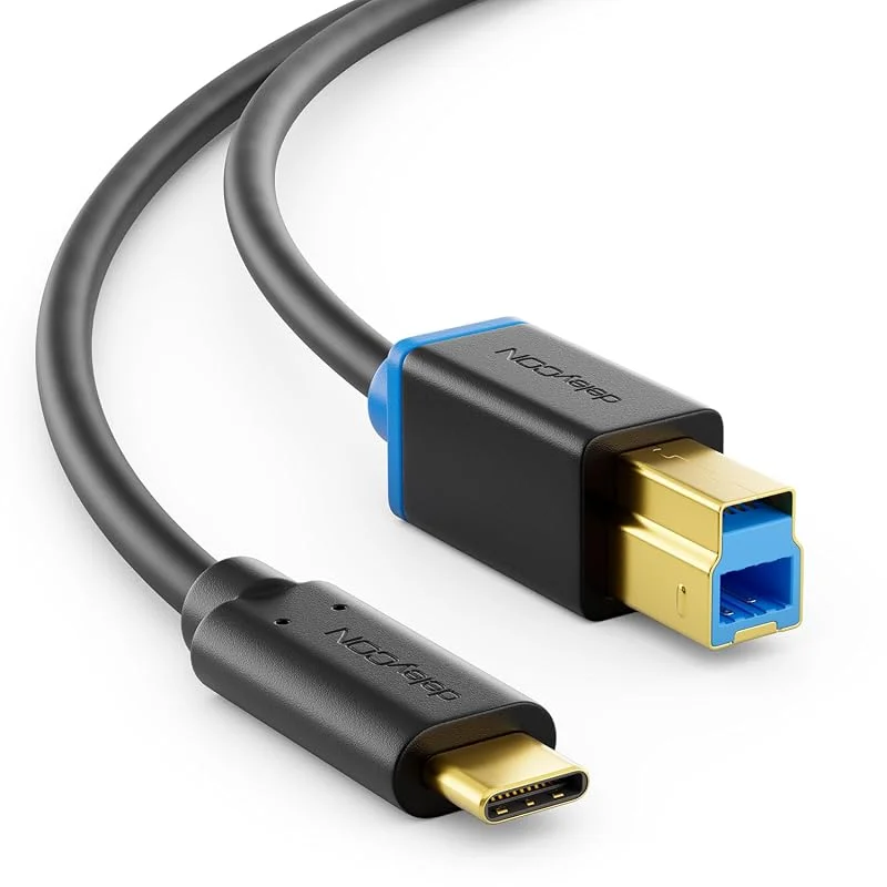 deleyCON 2m USB 3.0 Skrivare Skanner Kabel USB-C till Typ B - Svart — Datortillbehör