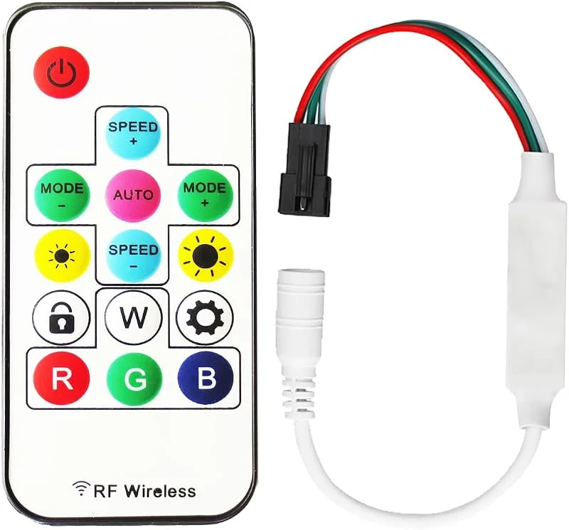358 typer av förändringar i digital rgb LED Strip Lights 14 tangent DC5V, 12V, 24V rf trådlös handkontroll med fjärrkontroll för ws2812, ws2811, ws2812b LED Remsa ljus — Smart belysning