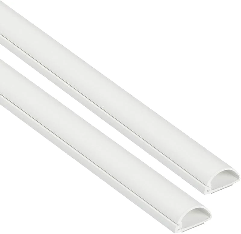 D-Line trunkledning för kabel 2-pack, halvrund kabelkåpa, målningsbar, självhäftande, döljer tv-kablar, kabelhantering - 2 x 20 (B) x 10 (H) mm x 1 meter längder (2 meter) - vit — TV och streaming
