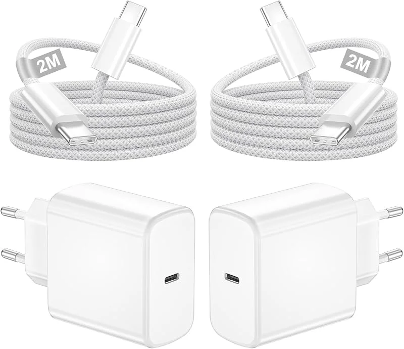 45W USB C-Laddare för Samsung Galaxy S26 S25 Ultra, S25, S24 FE, S23+, A56, A55, Z Fold 7, 2-Pack Snabbladdare USB C-Nätadapter Laddningsadapter USBC-Kontakt Typ C-Laddare med USBC-Kabel 2M för Apple 17 16 — Mobil och surfplatta