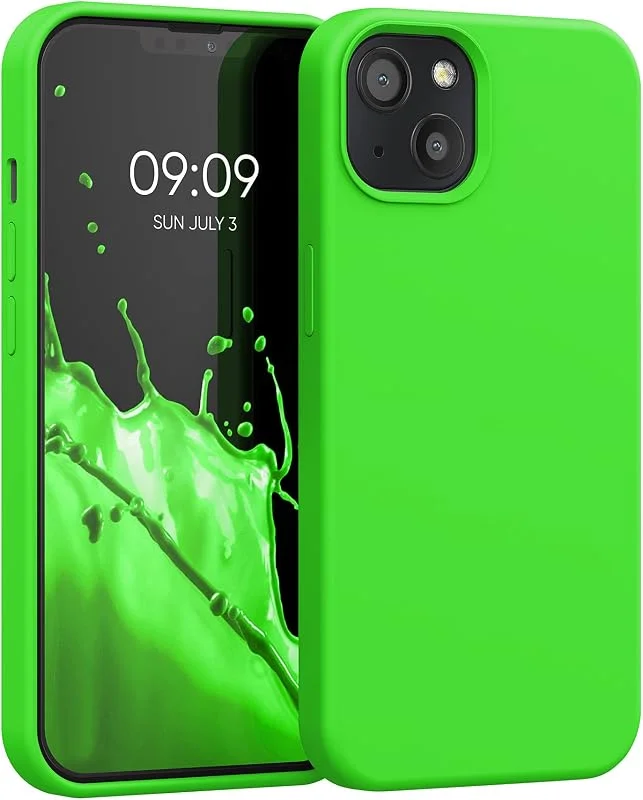 kwmobile Fodral kompatibelt med Apple iPhone 13 - mjukt skydd TPU silikon telefonfodral - neongrön — Mobil och surfplatta