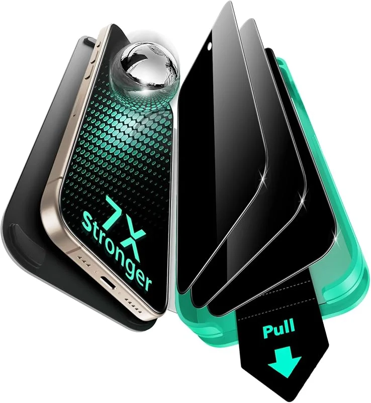 ESR för iPhone 16 Pro Max, antispionskärmskydd i härdat glas (3-pack) 3-pack, bubbelfritt, dammfritt, militärstandardiserat härdat glasskydd, hållbart med praktiska funktioner. — Mobil och surfplatta