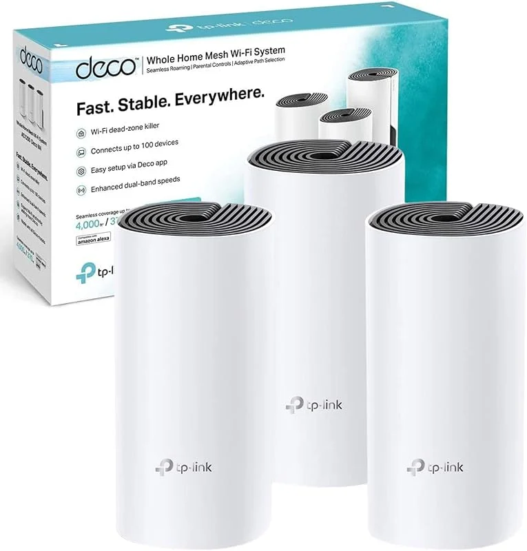 TP-Link Deco M4 Whole Home Mesh Wi-Fi System, Up to 4000 sq ft Coverage, Qualcomm CPU, Dual-Band AC1200 with Gigabit Ports, Compatible with Amazon Echo, Alexa, Parent Control, Pack of 3 — Smarta hem