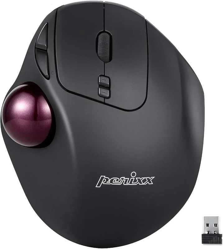 Perixx PERIMICE-717 trådlös programmerbar styrkula mus – 34 mm styrkula – 400, 1000 DPI – 7 knappar (5 programmerbar) — Datortillbehör