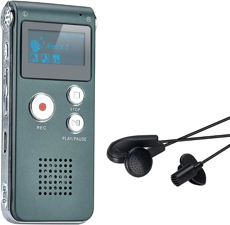 Bärbar digital röstinspelare Ljudinspelare Diktafon LCD-inspelare MP3-spelare-8 GB (grå) — Portabel digital och ljud