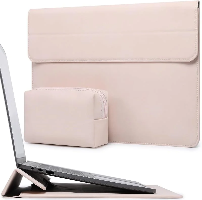 HYZUO 13 Tum Laptopväska Fodral med Stativfunktion, Aprikos — Mobil och surfplatta