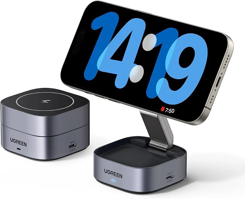 UGREEN MagFlow 2-i-1 hopfällbar iPhone-laddningsstation med MagSafe — Mobil och surfplatta