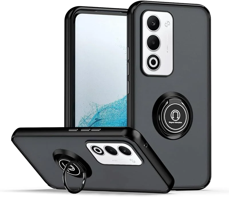 XINYEXIN Fodral för Oppo A5 5G, genomskinligt stötsäkert reptåligt fodral med 360° ringhållare, PC + TPU-stötfångarfodral, svart — Mobil och surfplatta