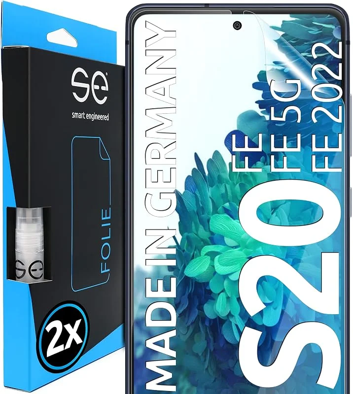 S.E för Samsung Galaxy S20 FE skyddsfilm - 2 x SET-filmer från Tyskland, S20 FE-skärmskydd, mycket enkel applicering, Galaxy S20 FE film som ett alternativ till S20 FE härdat glas — Mobil och surfplatta