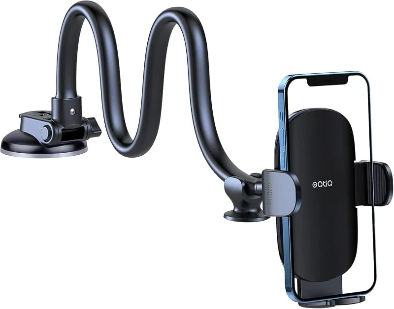 OQTIQ Vindruta biltelefonmontering uppgraderad 13 tum lång arm svanhals mobiltelefonhållare för bil lastbil instrumentbräda telefonhållare med stark sugkopp, kompatibel med iPhone Samsung Galaxy LG — Mobil och surfplatta