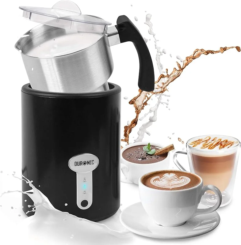 Duronic MF500 BK Automatisk elektrisk mjölkskummare 550W, För kaffe cappuccino latte varm choklad te, Varm eller kall skum och varm mjölk, Kapacitet 500 ml, Kanna i rostfritt stål — Kök & Hushåll