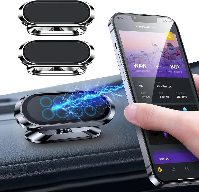 2 st universell magnetisk bilmobiltelefonhållare. 360° roterbar justerbar telefonhållare lämplig för användning på instrumentpaneler — Mobil och surfplatta