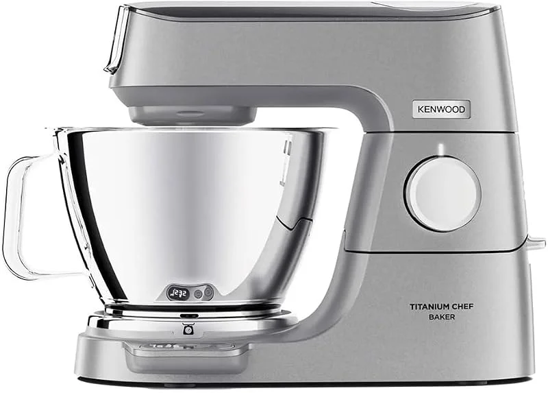Kenwood Titanium Chef Baker Silver KVC85.004SI, Köksmaskin, Matberedare, Integrerad Våg, 3 medföljande skålverktyg i Rostfritt Stål och Gummivisp, Skålar på 5L och 3, 5L, 1200W, Silver — Kök & Hushåll