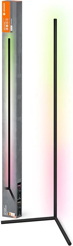 LEDVANCE WIFI LED-golvlampa RGBW, vit 2700-6500k, 10W, 600lm, 1400mm, Smart korridorslampa i aluminium som är idealisk att styra via app eller röstassistent som Alexa, Google och co. WIFI FLOOR Hörn — Smart belysning