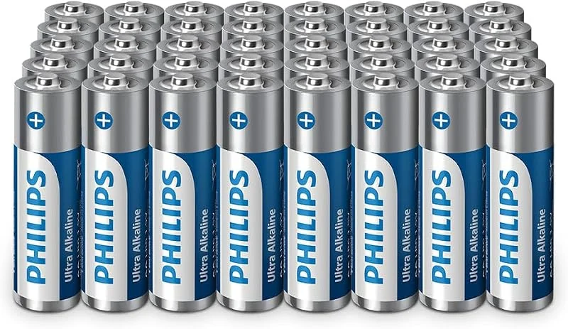 Philips Ultra AA alkaliska batterier – hållbara batterier för fjärrkontroller, leksaker och klockor, 40 stycken — Laddning och kablar