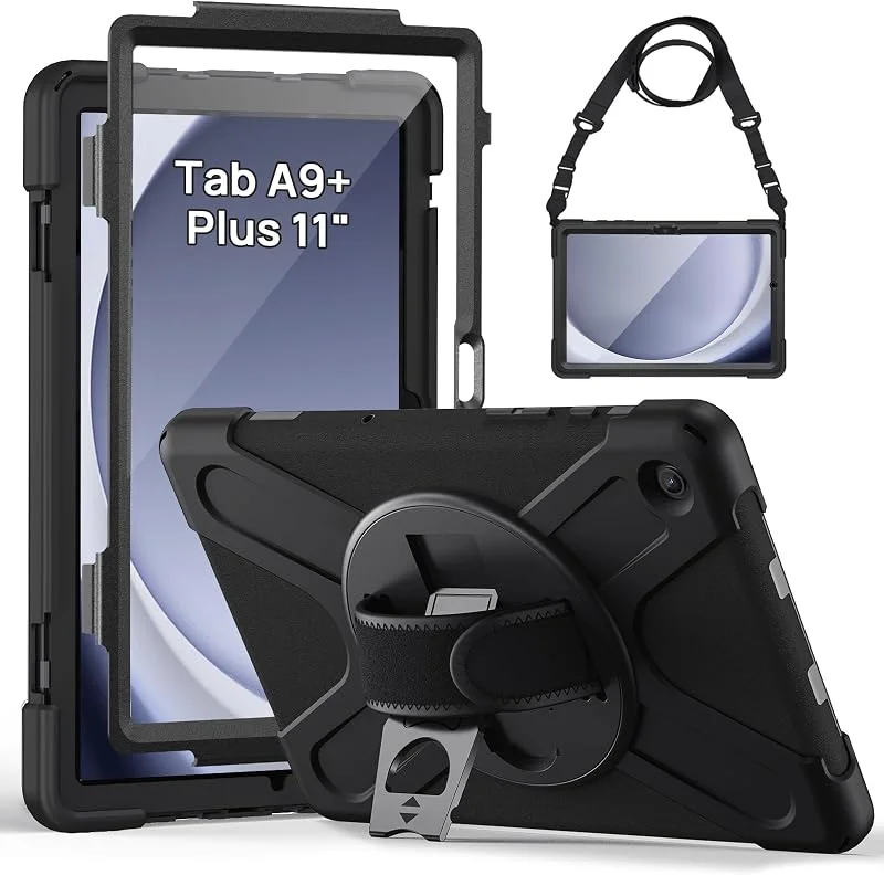 Gerutek Fodral för Galaxy Tab A9+ 11 tum 2023 med skärmskydd, svart — Mobil och surfplatta