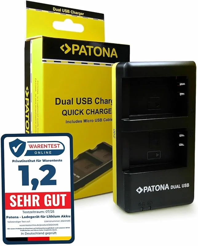 PATONA Dual Laddare Micro-USB för Nikon EN-EL20 EN-EL20a kamerabatteri — Laddning och kablar