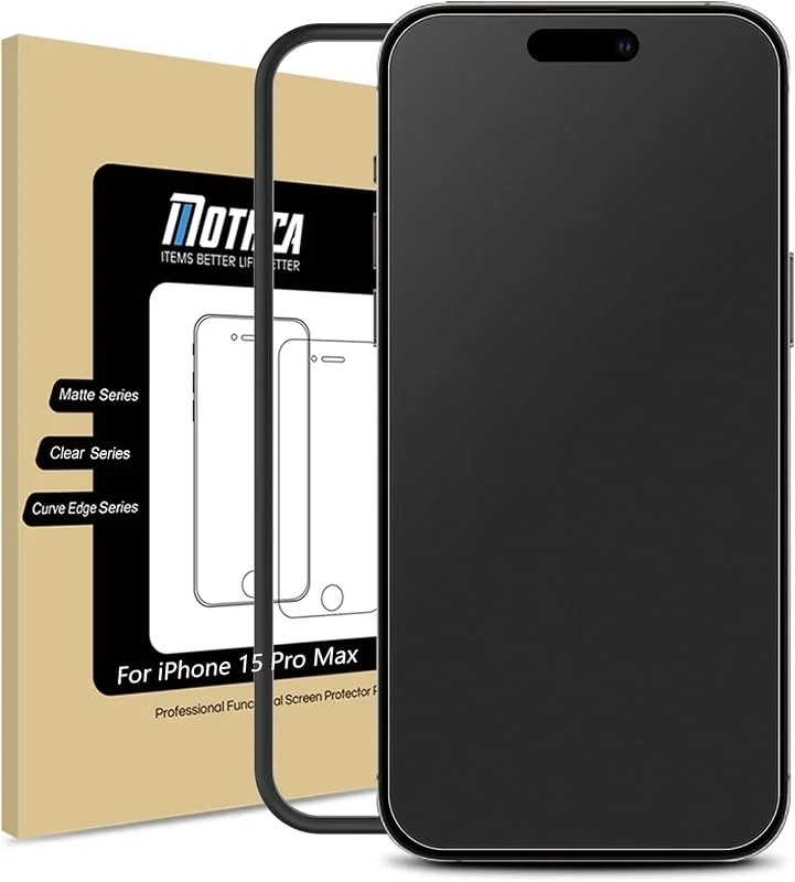 Mothca Matte Skärmskydd för iPhone 15 Pro Max – 9H Matt Glas, Anti Reflex Anti Fingeravtryck Screen Protector med Silkeslen Känsla och Reptåligt Skydd, Perfekt för Gaming, Utomhus — Mobil och surfplatta