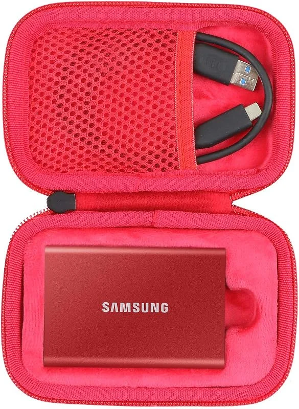 Co2CREA Hårt Resefodral för Samsung T7, T7 Touch Bärbar Extern SSD (Endast Låda) (Röd) — Hårvård