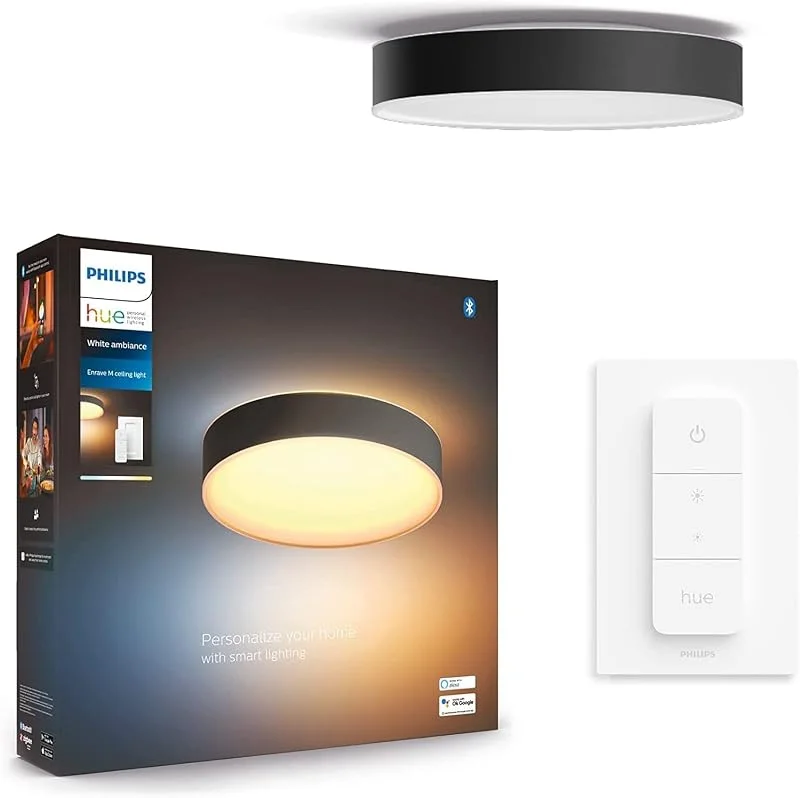 Philips Hue Enrave medium takplafond svart (inkl. Hue Dimmer Switch) — Smarta hem