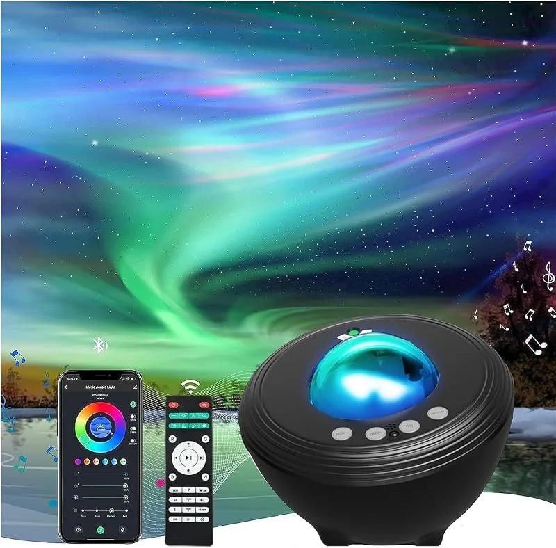 Galaxprojektor stjärnljusprojektor för sovrum med 33 belysning, Aurora-projektor med Bluetooth 5.0-högtalare, smart app, 8 vita ljud nattlampa med IR-fjärrkontroll, timer för barn vuxna — Smart belysning