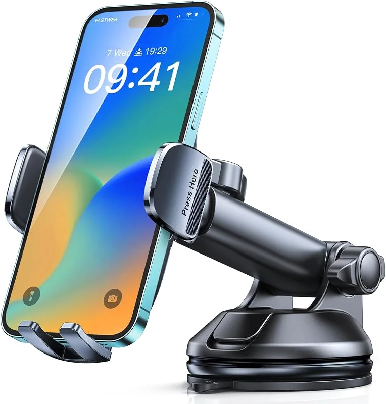 CIRYCASE Telefonhållare för bilsugkopp, universal 360° justerbart telefonfäste bil, snabb frigöring med en knapp, biltelefonhållare för instrumentbräda, vindruta, 4-7 tum smartphones — Mobil och surfplatta