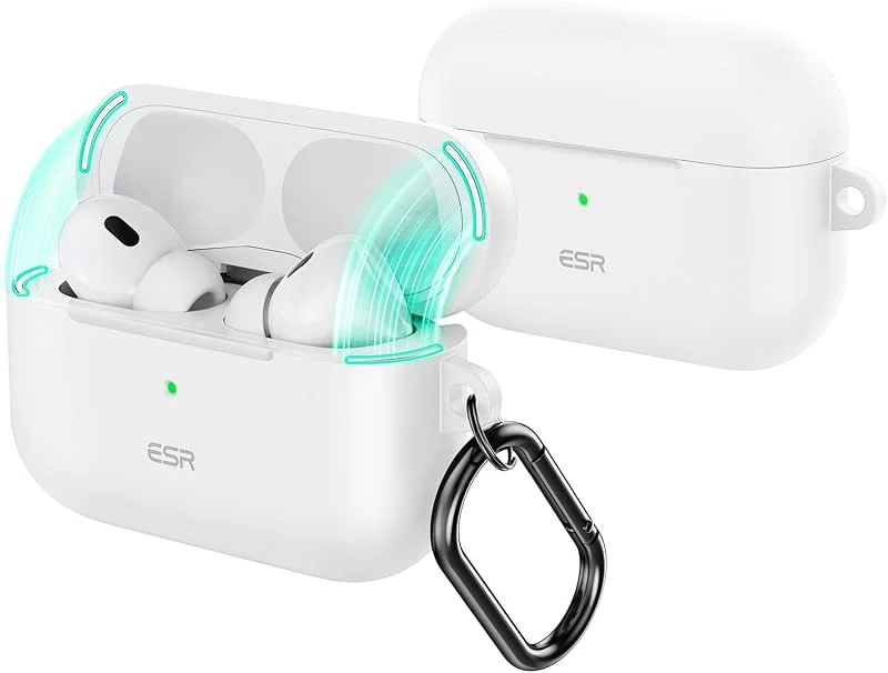 ESR för AirPods Pro-fodral (2023, 2022, 2019, 2:a, 1:a gen), kompatibel med fodral från AirPods Pro 2:a generationen (USB-C, Lightning-kabel), magnetiskt locklås, komplett fallskydd, tunt och lätt, vit — Mobil och surfplatta