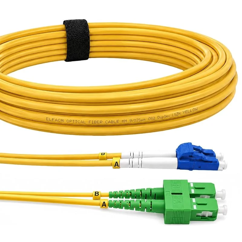 Elfcam® - fiberoptisk kabel (optisk strumpeband) OS2 Duplex SC, APC till LC, UPC (2M) — TV och streaming