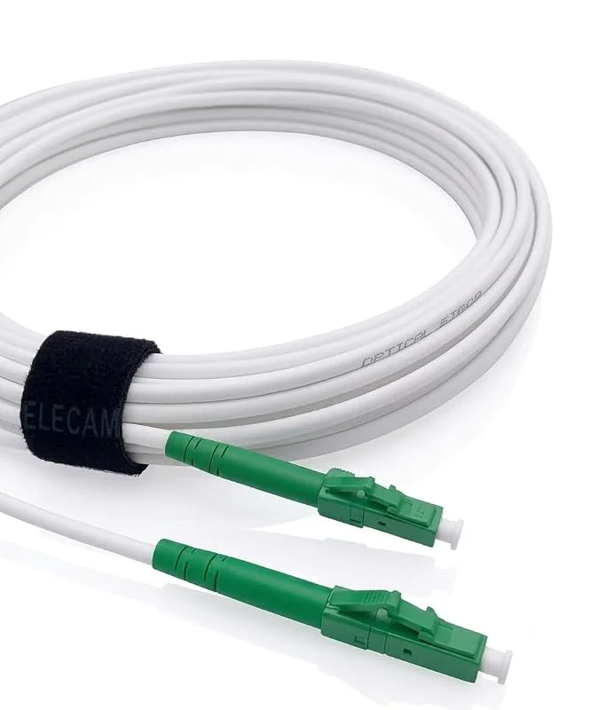 Elfcam® - LC, APC till LC, APC singelläge Simplex fiberoptisk kabel, 9, 125μm LSZH vit optisk strumpeband (20 m) — TV och streaming
