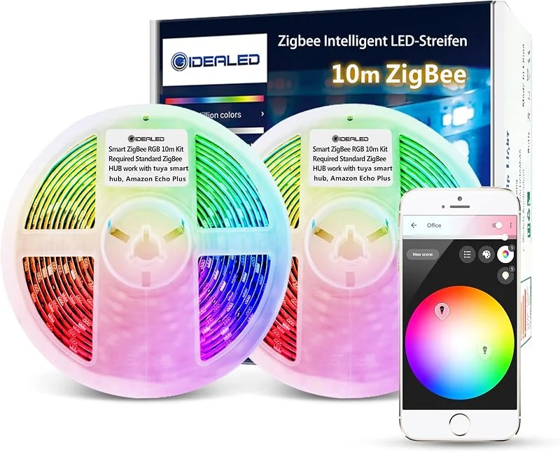 GIDEALED 10 m ZigBee RGB LED remsa smart dimbar kit arbeta med HuB Bridge, Tuya Gateway, ZigBee Hub Required och Echo Plus för APP, Alexa röststyrning, ljusremsor, stämningsbelysning — Smarta hem