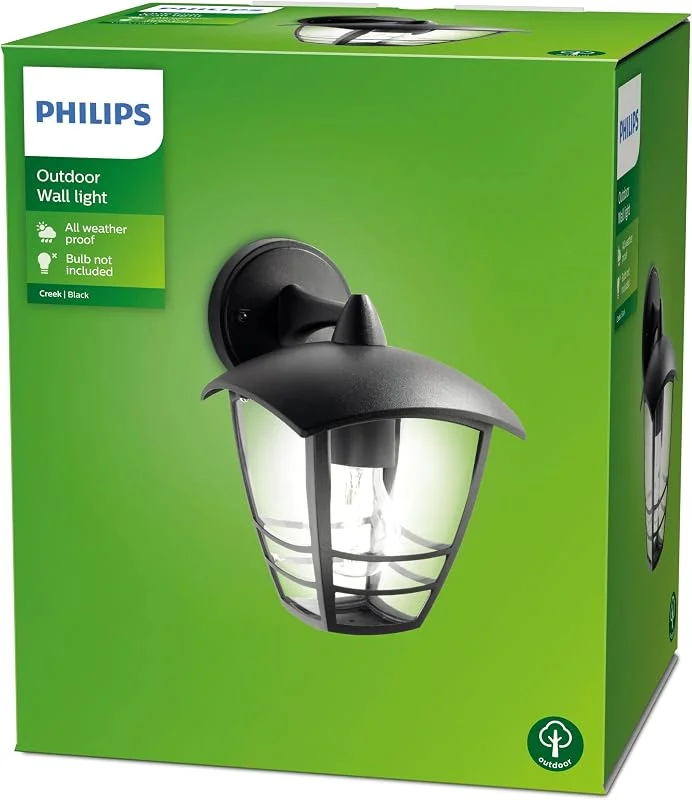 Philips Creek vägglykta för utomhusbruk 60 W, svart — Smart belysning