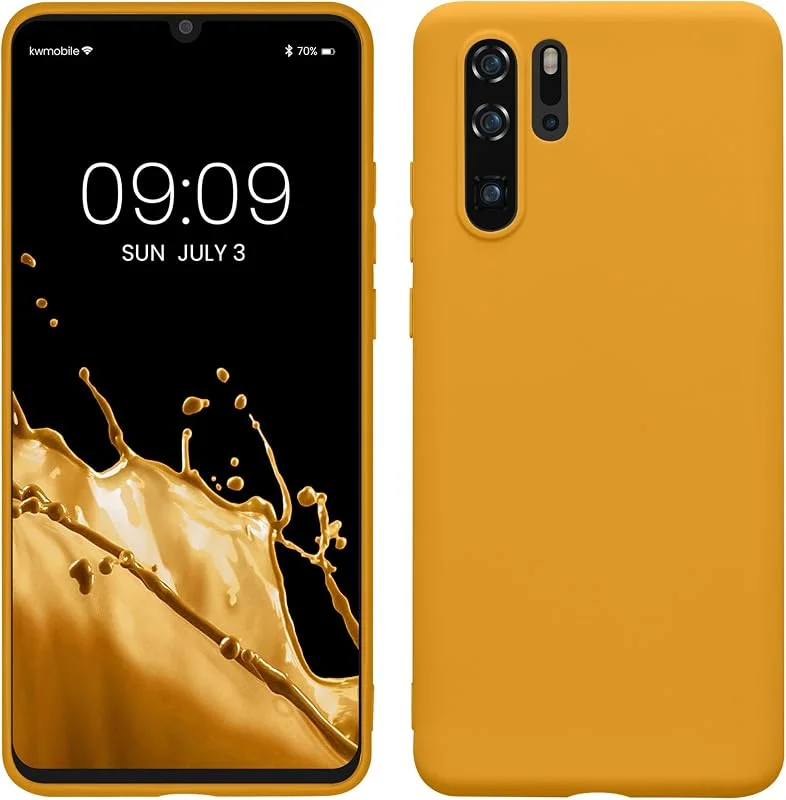 kwmobile fodral kompatibelt med Huawei P30 Pro fodral – mjukt smalt skyddande TPU-silikonskydd – honungsgul — Mobil och surfplatta