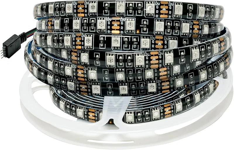 12V LED Remsa RGB, 5 Meter Strip Light Svart PCB Bräda SMD 5050 IP65 Vattentät 300 LEDs Färgskiftande Ljus för Sovrum, Kök Dekoration — Smart belysning